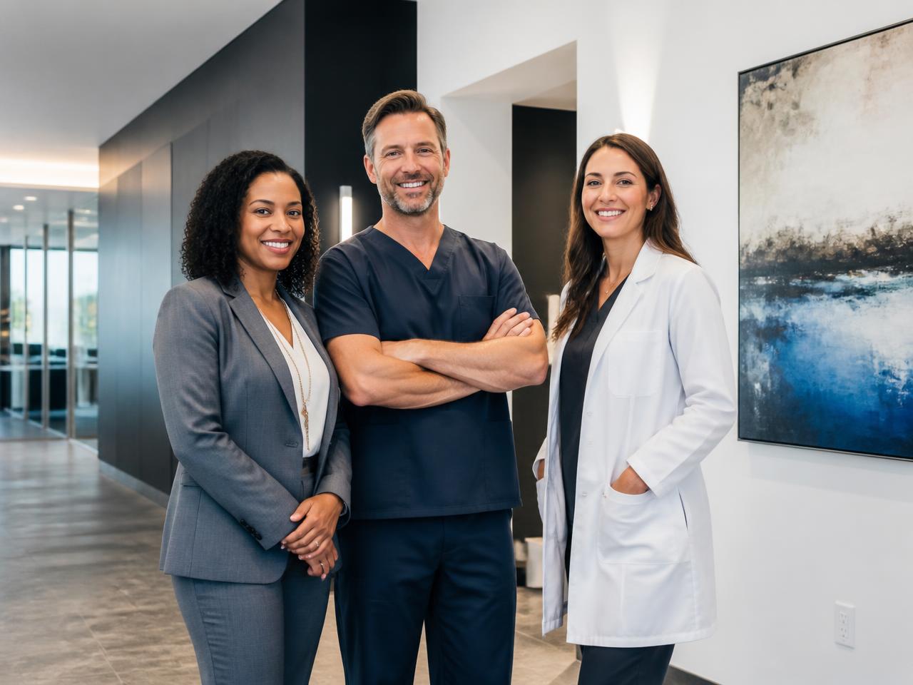 A healthcare practice team in a modern clinic